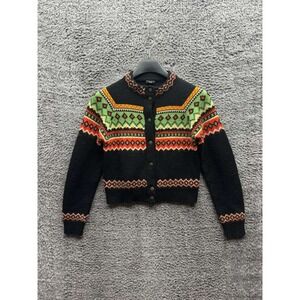 Moschino Jeans‎ Knitted Norwegian Cardigan Sweater Multicolor Womens Size XS/S